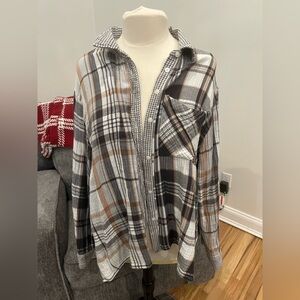 Aerie plaid patchwork button down‎ flannel woman’s XL